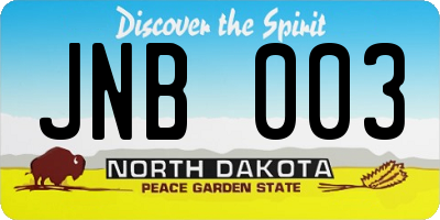 ND license plate JNB003