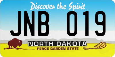 ND license plate JNB019