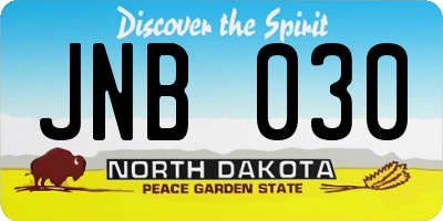ND license plate JNB030