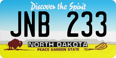 ND license plate JNB233