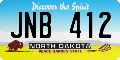 ND license plate JNB412