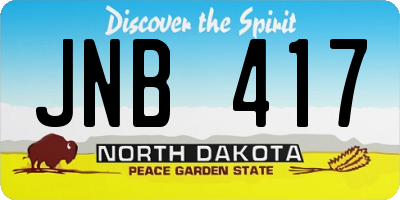 ND license plate JNB417