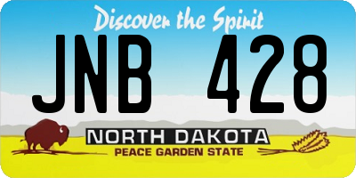 ND license plate JNB428