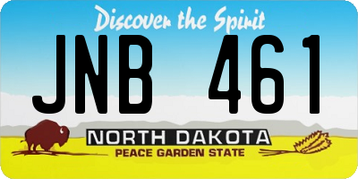 ND license plate JNB461
