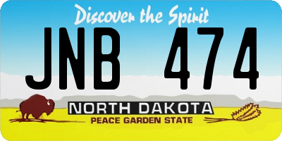 ND license plate JNB474