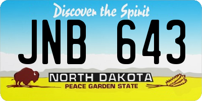 ND license plate JNB643