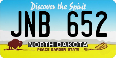 ND license plate JNB652