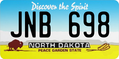 ND license plate JNB698