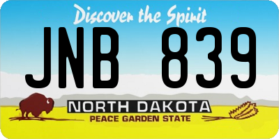 ND license plate JNB839