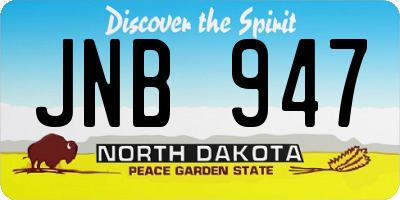 ND license plate JNB947