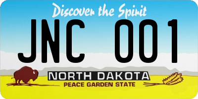 ND license plate JNC001