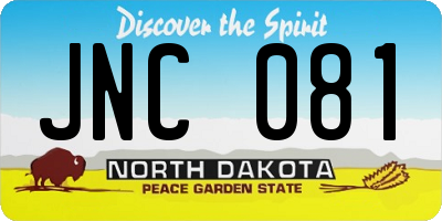 ND license plate JNC081