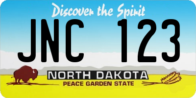 ND license plate JNC123