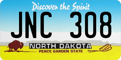ND license plate JNC308