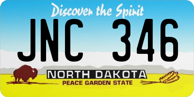 ND license plate JNC346