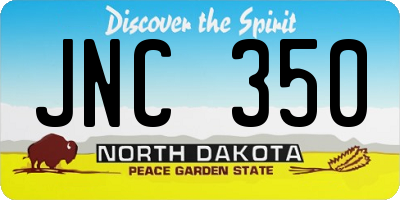 ND license plate JNC350