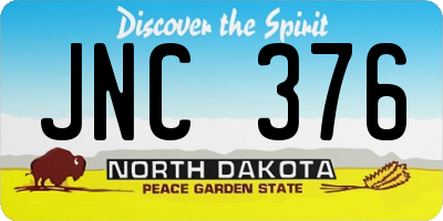 ND license plate JNC376