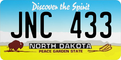 ND license plate JNC433