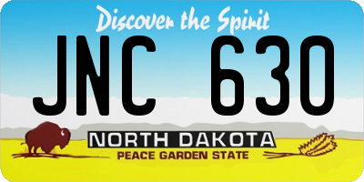ND license plate JNC630