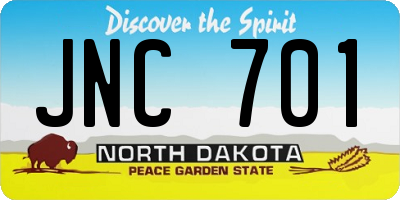 ND license plate JNC701