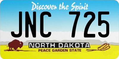 ND license plate JNC725