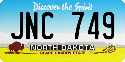 ND license plate JNC749