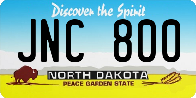 ND license plate JNC800