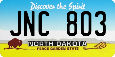 ND license plate JNC803