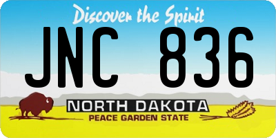 ND license plate JNC836