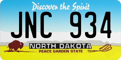 ND license plate JNC934