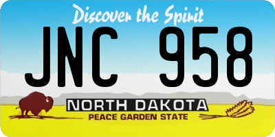 ND license plate JNC958