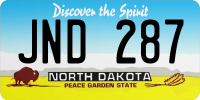 ND license plate JND287