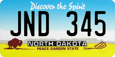 ND license plate JND345
