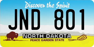 ND license plate JND801