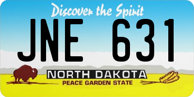 ND license plate JNE631