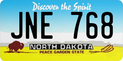 ND license plate JNE768