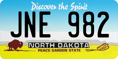 ND license plate JNE982