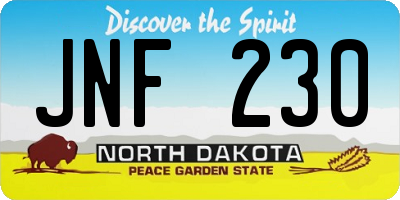 ND license plate JNF230