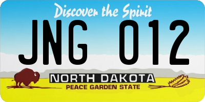 ND license plate JNG012