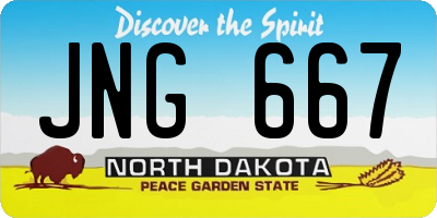 ND license plate JNG667