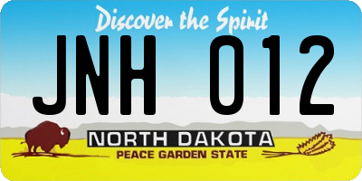 ND license plate JNH012