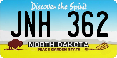 ND license plate JNH362