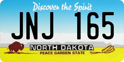 ND license plate JNJ165