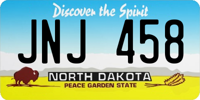 ND license plate JNJ458