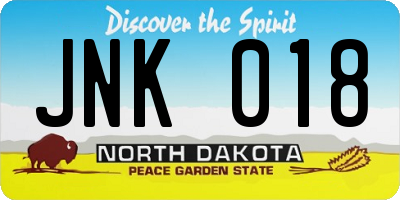 ND license plate JNK018