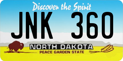 ND license plate JNK360