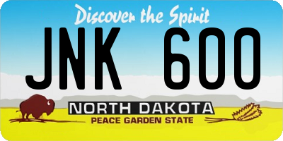 ND license plate JNK600