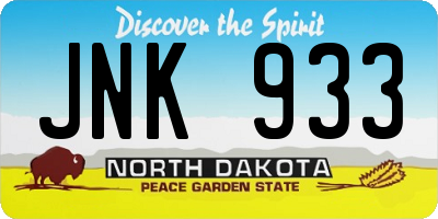 ND license plate JNK933