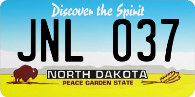 ND license plate JNL037