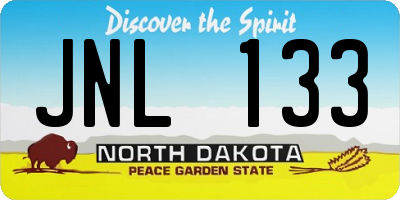 ND license plate JNL133